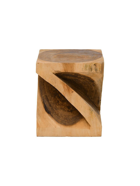 Living Room Wooden Stool Rektan Natural Shade 35x35x40cm