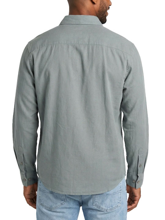 Calvin Klein Long Sleeve Linen Shirt in Regular Fit Green