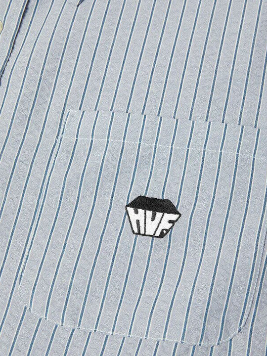 Big Block Striped Short Sleeve Striped Light Blue Shirt