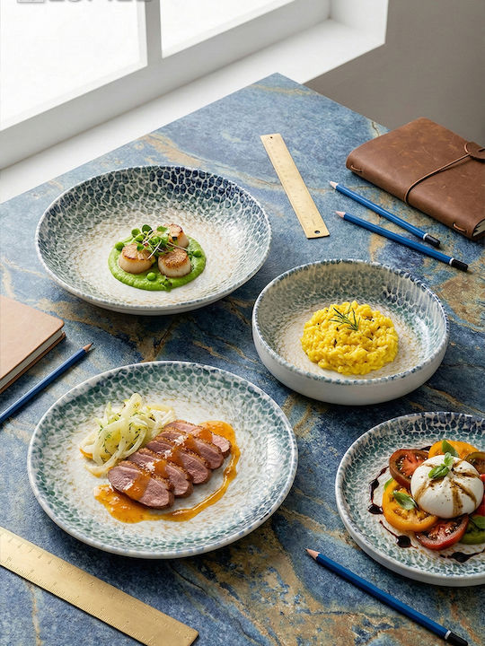 Espiel Serving Plate Shallow Porcelain Multicolour with Diameter 19cm 6 Pieces
