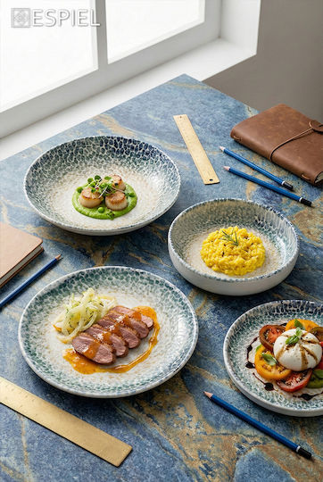 Espiel Serving Plate Shallow Porcelain Multicolour with Diameter 19cm 6 Pieces