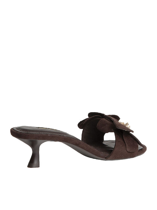 Mules with Low Heel in Brown Colour