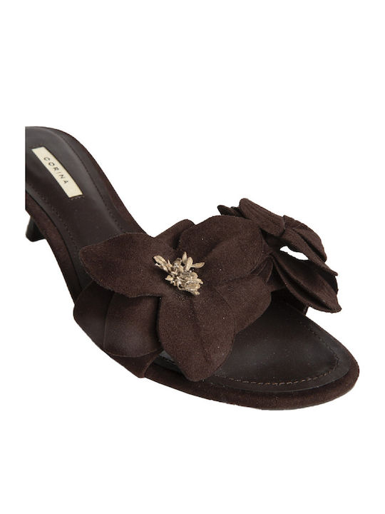 Mules with Low Heel in Brown Colour