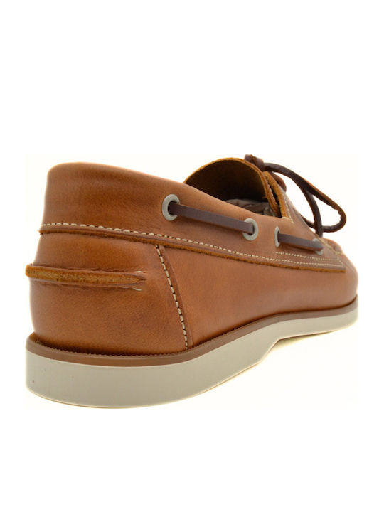 Leather Men's Boat Shoes in Tabac Brown Colour 3000P-2 TAMPA W.S.