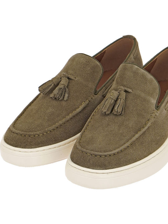 Suede Men's Loafers in Green Colour