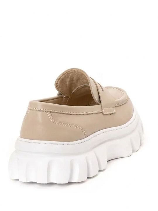 Δερμάτινα Ανδρικά Loafers σε Μπεζ Χρώμα