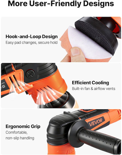 Vevor Περιστροφικός Αλοιφαδόρος 600W με Ταχύτητα 1000-4500rpm & Ρύθμιση Στροφών
