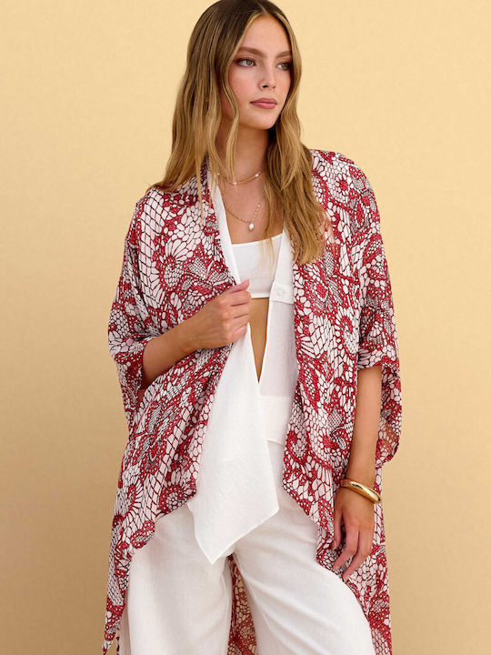 Long Women's Kimono Red