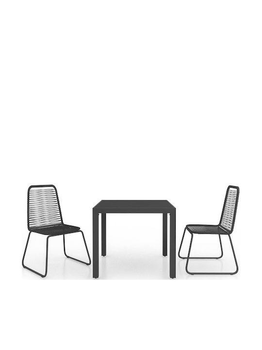 Dining Room Set for Small Outdoor Spaces 3 Pieces Black