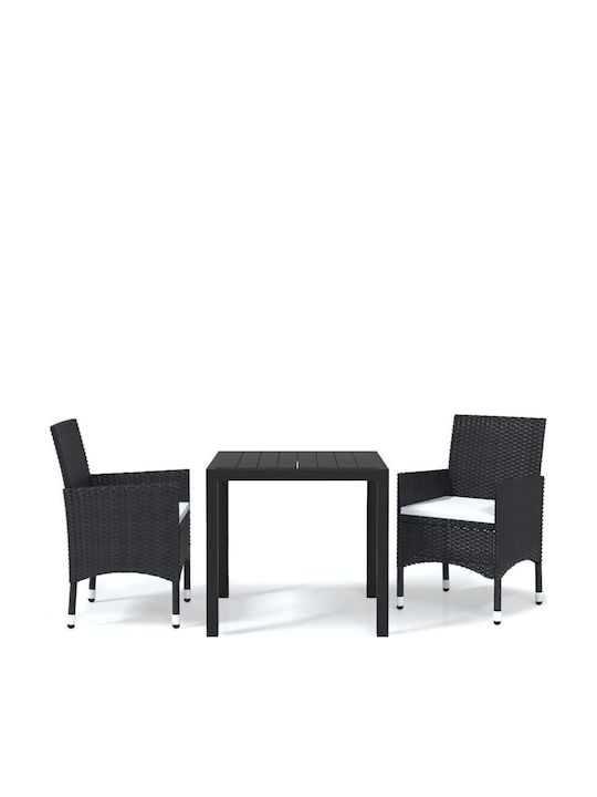 Garden & Outdoor Furniture Set for Small Outdoor Spaces 3 Pieces Black with Pillows