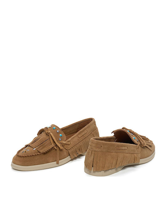Δερμάτινα Γυναικεία Loafers σε Ταμπά Χρώμα