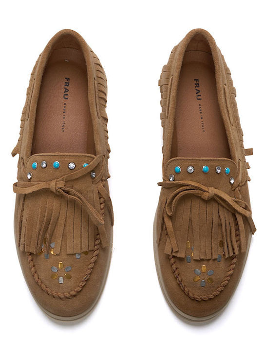 Δερμάτινα Γυναικεία Loafers σε Ταμπά Χρώμα