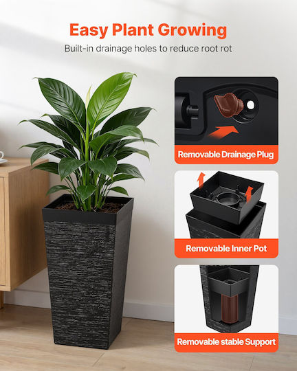 Vevor Set of 2 Black Plastic Planter Boxes
