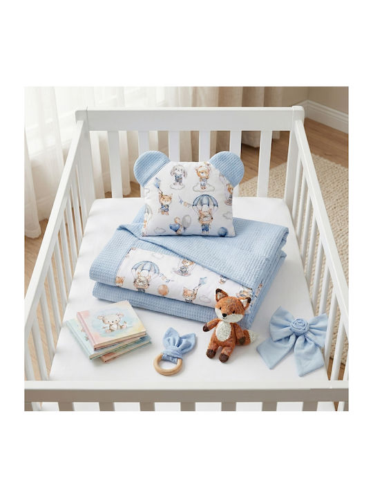 Bocioland Pătură Pepinieră Swaddling Pique Albastră cu Animal 75x100cm