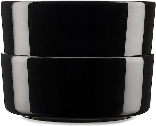 Round Black Porcelain Serving Bowls Diameter 15cm 2 Pieces