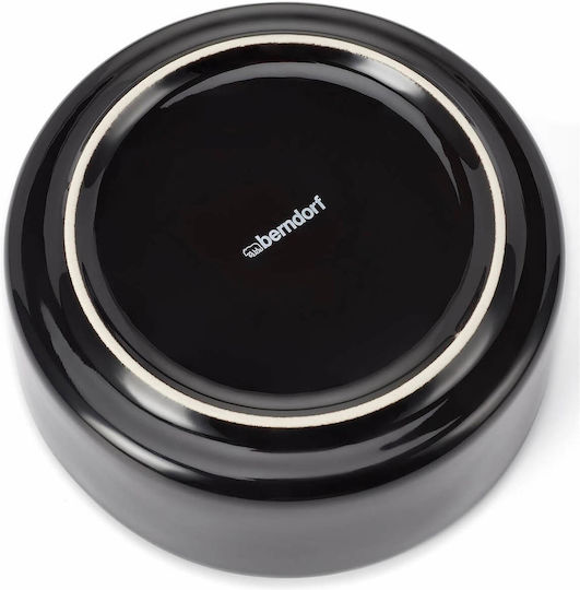 Round Black Porcelain Serving Bowls Diameter 15cm 2 Pieces