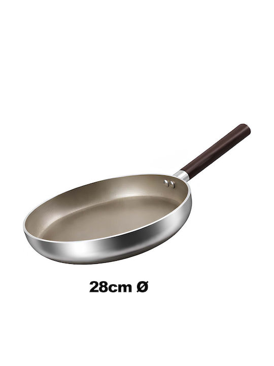 Cheffinger Tigaie 28cm Inducție Antiaderentă Mâner Efect Lemn Argintie