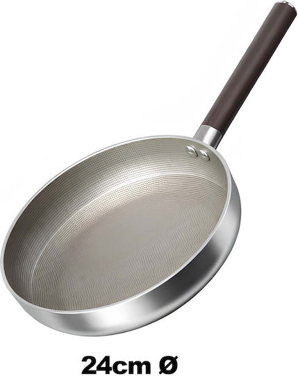 Cheffinger Tigaie Antiaderentă 24cm Inducție Mâner Efect Lemn Argintie
