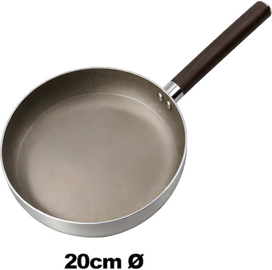 Cheffinger 20cm Induktionspfanne mit Antihaftbeschichtung Holzoptik Griff Silber