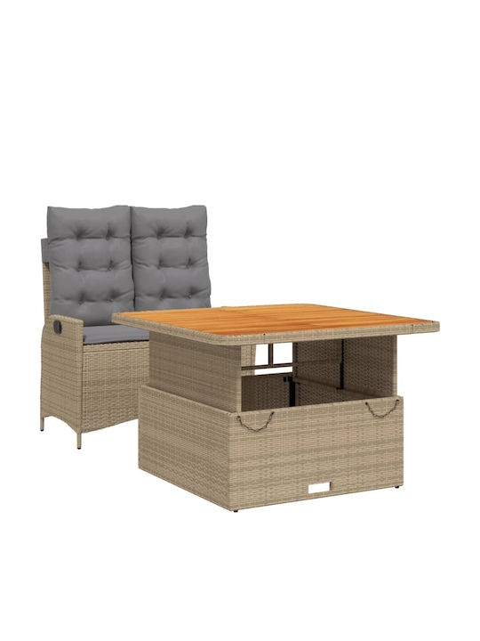 Garden & Outdoor Furniture Sets Dining Room Set 2 Pieces Beige with Pillows