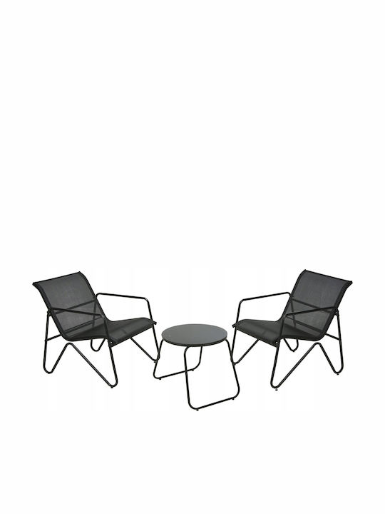 Outdoor Living Room Set 3 Pieces Black