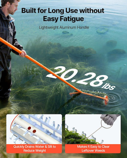 Vevor Lake Weed Roller 3,6 Μ Εργαλείο Καθαρισμού Ζιζανίων Ριζών Λάσπης Λίμνες Λιμνούλες 9 Γαλβανισμένες Λεπίδες 3 Αλουμινένιες Λαβές Hbccgtgcxpvc2zvjd002v0