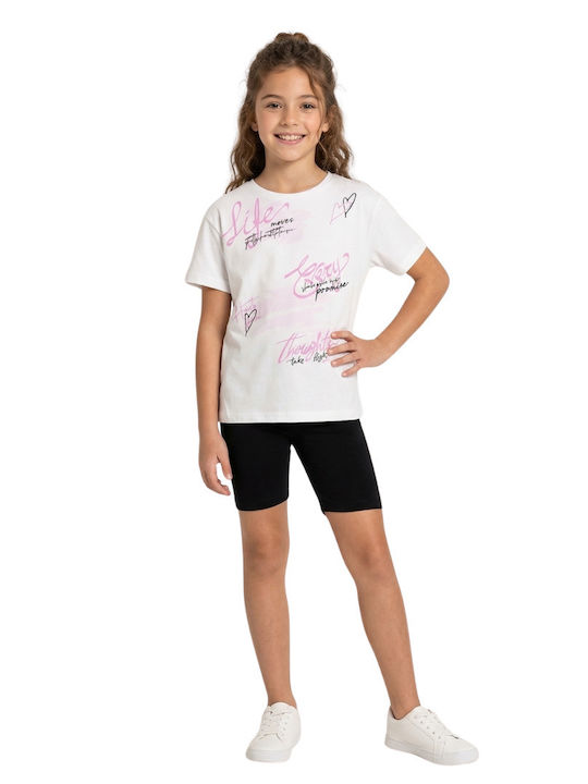 Kids Set with Leggings Summer 2 Pieces White-Black