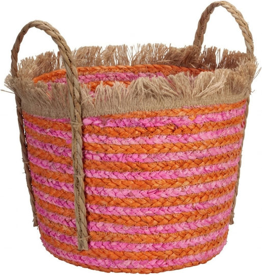 Decorative Wicker Basket with Handles Pink 34x26cm