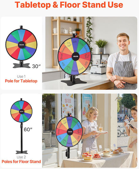 Vevor 610 Mm Wheel Of Fortune Base 12 Positions Adjustable Height Dry Erase Board 2 Markers 6 Colors Easy Assembly Party Pub Exhibitions Carnival Ldscjzl24incq5i6r001v0
