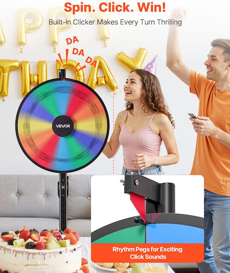 Vevor 610 Mm Wheel Of Fortune Base 12 Positions Adjustable Height Dry Erase Board 2 Markers 6 Colors Easy Assembly Party Pub Exhibitions Carnival Ldscjzl24incq5i6r001v0
