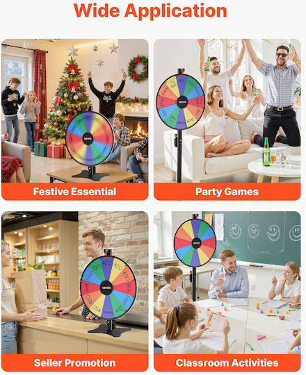 Vevor 610 Mm Wheel Of Fortune Base 12 Positions Adjustable Height Dry Erase Board 2 Markers 6 Colors Easy Assembly Party Pub Exhibitions Carnival Ldscjzl24incq5i6r001v0