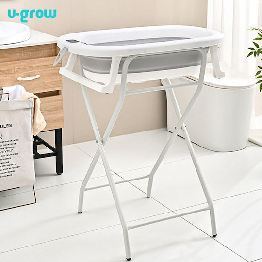 U-Grow Μπανιέρα Μωρού με Βάση με Θερμόμετρο Λευκή