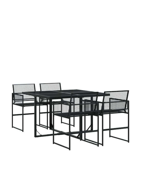 Set Sala De Mese Pentru Exterior 5 Piese Negru