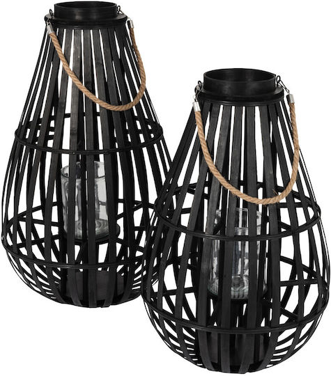 Jolipa Bambus Laterne Schwarz 41x41x70cm