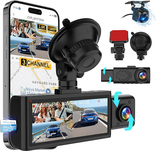 Set Cameră DVR Auto 1440P cu Ecran 3.16" Wi-Fi GPS și Cameră Marșarier