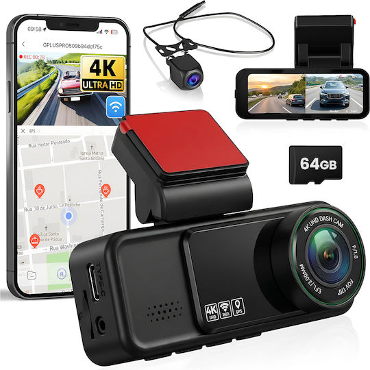 Set Cameră DVR Auto 4K cu Ecran Wi-Fi GPS și Cameră Marșarier