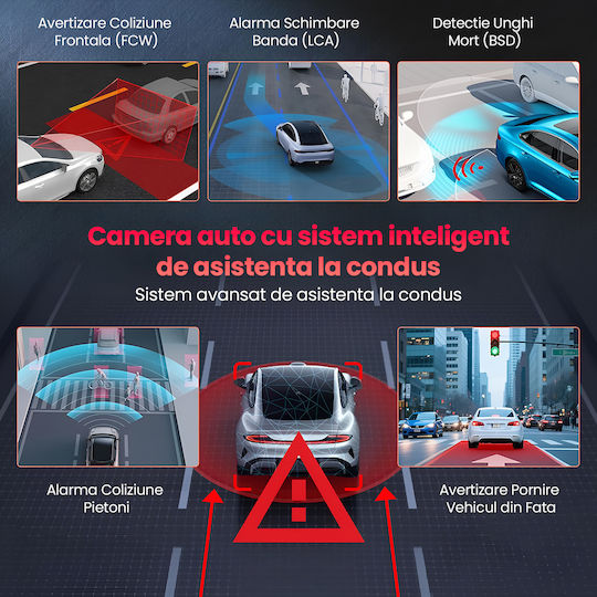 Set Cameră DVR Auto 4K cu Ecran Wi-Fi GPS și Cameră Marșarier