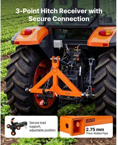 Vevor 3 Point Trailer Hitch 50.8 Mm Receiver 3 Pt Quick Hitch Attachment 3 Trailer Balls Tractor Tow Drawbar Adapter Category 1 Kubota Mahindra Ford Yanmar John Deere Massey Ferguson