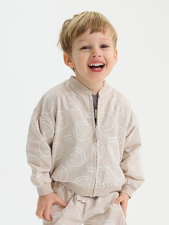 Kinder-Sweatshirt Strickjacke Beige