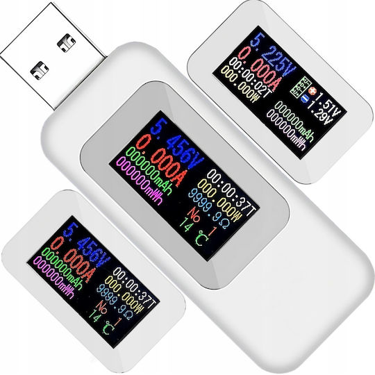 Zola Tester Digital Usb Volmetru Ampermetru 4-30v 0-5.1 A Metru Încărcare Ecran Lcd Alb