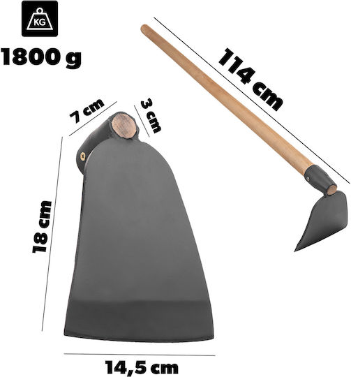 Kadax Geschmiedete Gartenhacke 14,5 cm Graben Premium Stahlstange