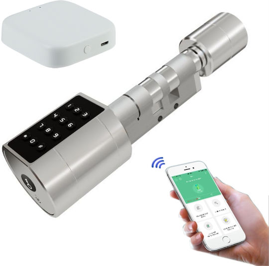 Euro Cylinder Smart Lock Package Ambianzza 2h Smart 65 – 90 Mm Silver + Wifi Adapter