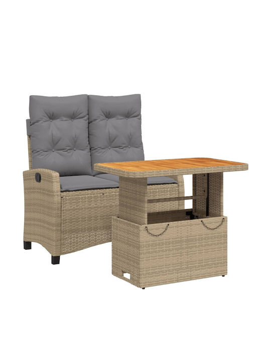 Garden & Outdoor Furniture Sets Dining Room Set 2 Pieces Beige with Pillows