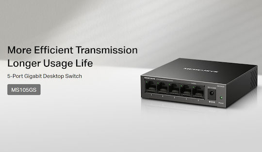 Mercusys MS105GS v2 Неуправляем L2 Суич с 5 Gigabit (1Gbps) Ethernet Порта