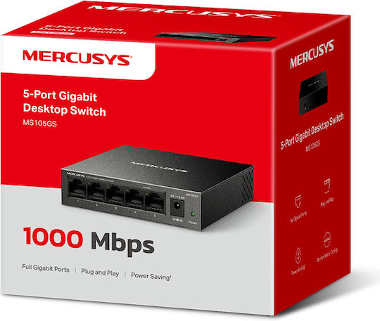 Mercusys MS105GS v2 Неуправляем L2 Суич с 5 Gigabit (1Gbps) Ethernet Порта
