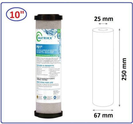 Matrikx Water Filter Cartridge Countertop and Under Sink from Activated Carbon 9"3/4 PB1 0.5 μm