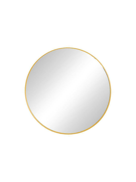 Inart Nhaos Wandspiegel mit Goldmetallischem Rahmen Durchmesser 60cm