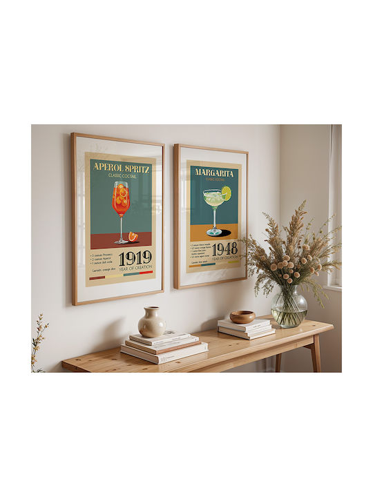 Poster Vintage Margarita Classic Cocktail Pst25385 30cm X 40cm Premium Black Wooden Frame