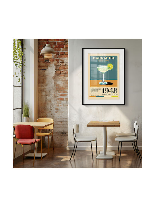 Poster Vintage Margarita Classic Cocktail Pst25385 30cm X 40cm Premium Black Wooden Frame