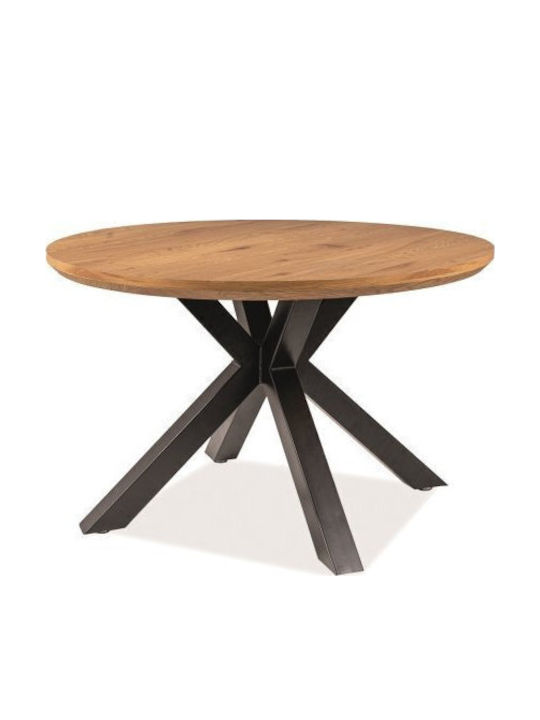 Ritmo Rund Tisch Küche Holz mit Metallgestell Schwarz 120x120x75cm